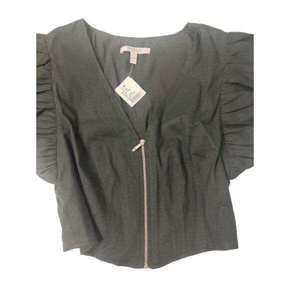 Derek Lam 10 Crosby Genna Black Balloon Sleeve Crop Top - Picture 5 of 5